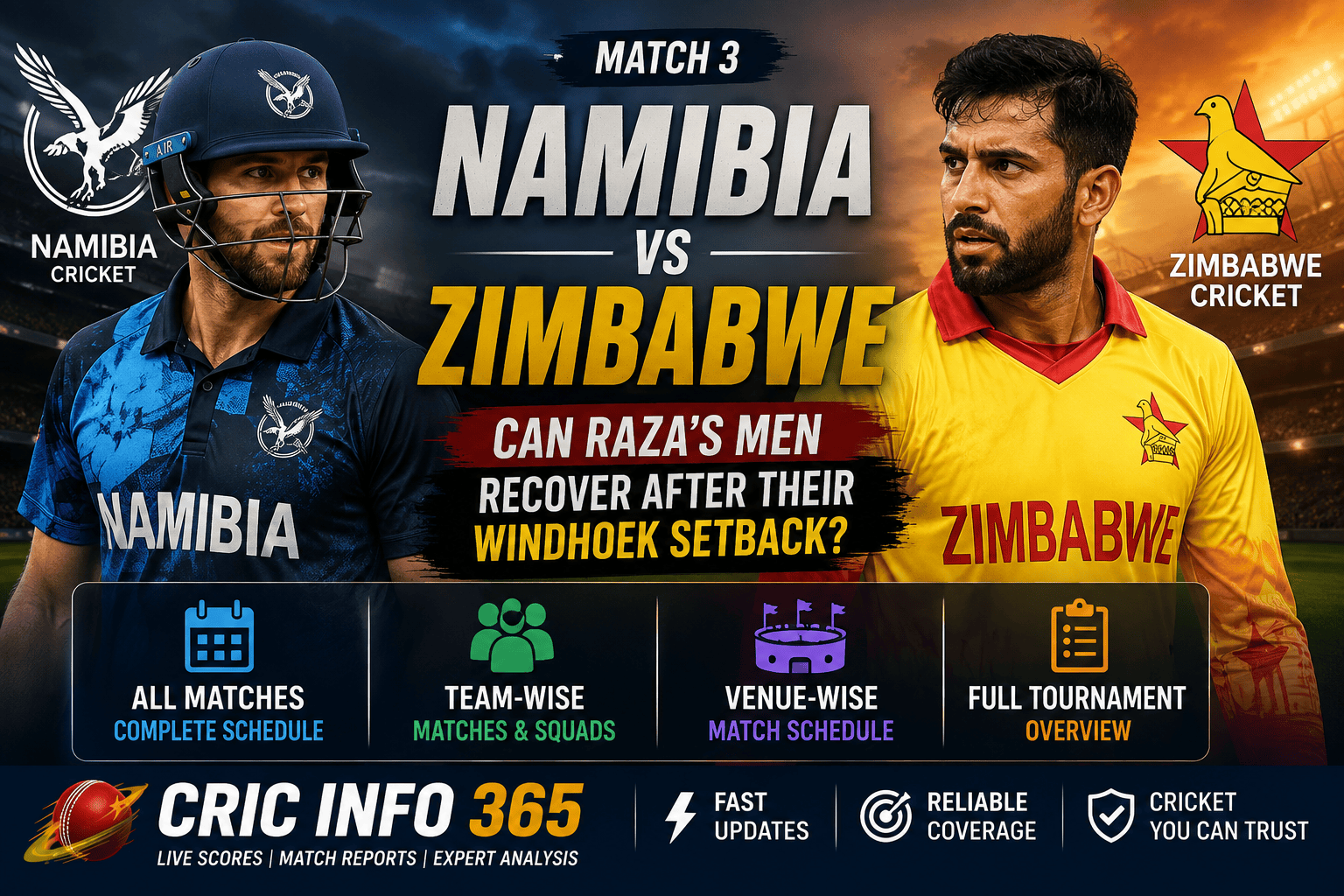 Namibia vs Zimbabwe, Match 3 Can Raza's Men Recover After Their Windhoek Setback