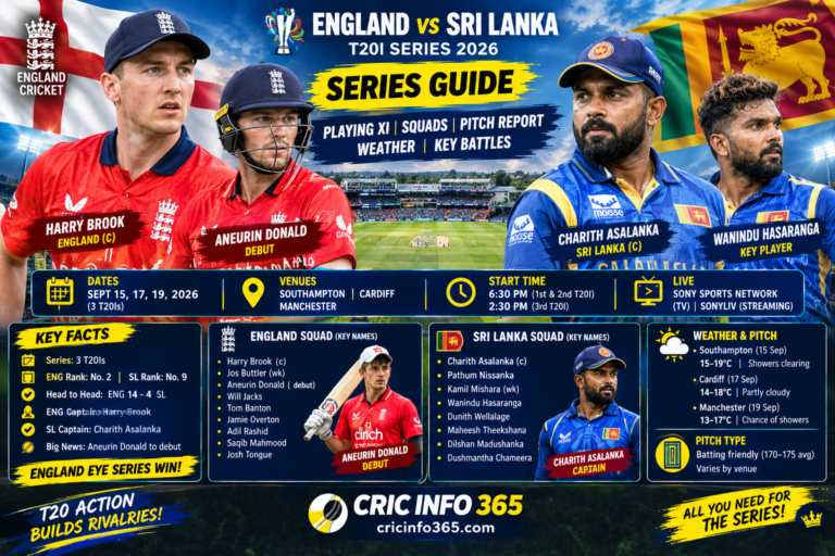 ENG vs SL 2026 Series Guide Playing 11, Squads, Pitch Report, Weather and Key Battles