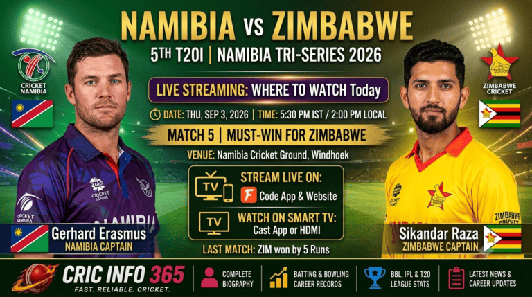 Namibia vs Zimbabwe 5th Match Live Streaming Where to Watch NAM vs ZIM Today