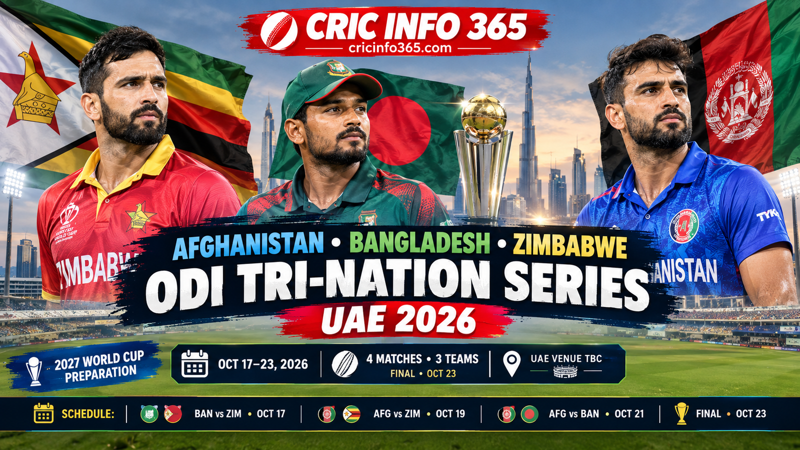 ODI Tri-Nation Series in UAE 2026 Full Schedule