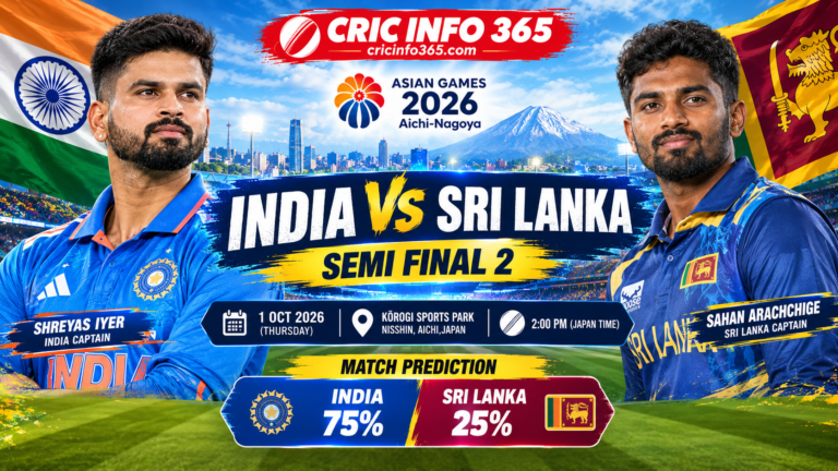 India vs Sri Lanka semi final prediction, Asian Games 2026 at Korogi Sports Park, Nisshin